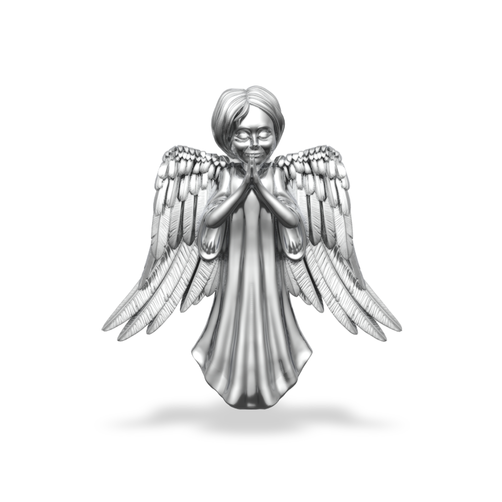 This is a charm that fits ZOX single wristbands, lanyards and hoodie strings only. It is made from stainless steel and is silver in color. It is an angel with wings, praying. 