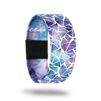 Another One-Sold Out-ZOX - This item is sold out and will not be restocked. Mosaic glass in purple and blue with a white background. Inside is the same and reads Another One. 