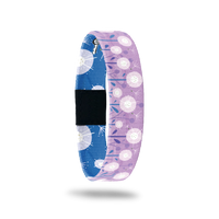 Best Wishes SS-Sold Out - Singles-Small-ZOX - This item is sold out and will not be restocked. Purple with white dandelions all over. Inside is blue with white flowers all over and reads Best Wishes. 