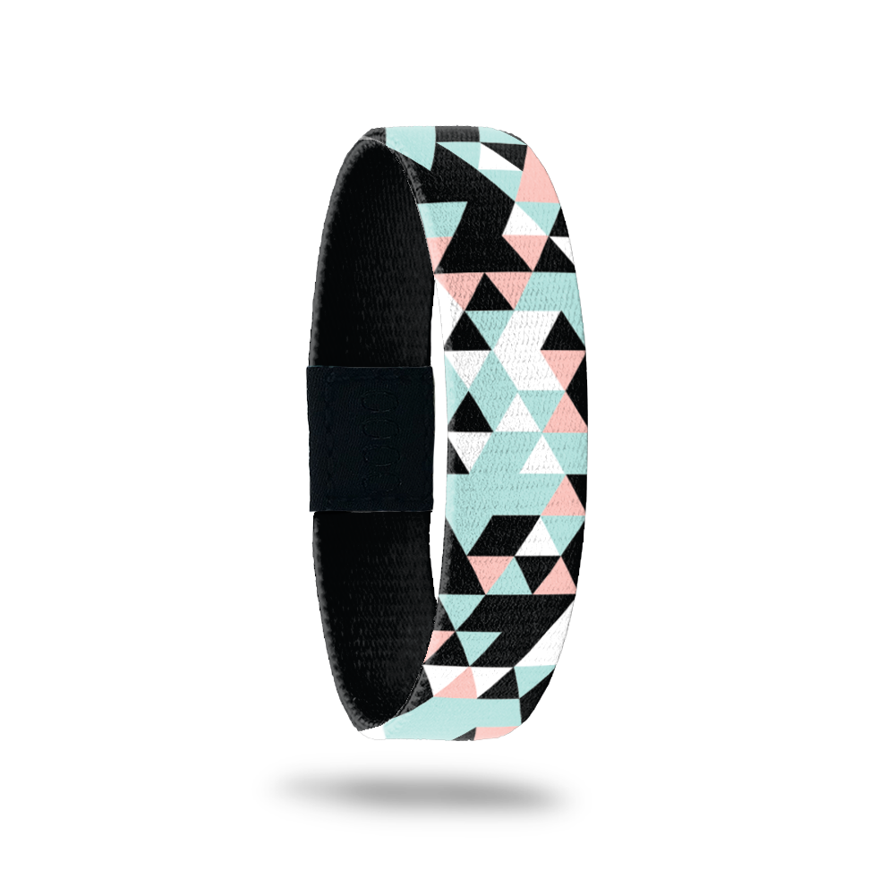 Prism design in white, black, coral and teal colors. Inside is solid black and reads Better Today. 
