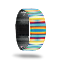 Be Yourself-Sold Out-ZOX - This item is sold out and will not be restocked. Multicolored horizontal lines all over with a blur over top. Inside is black and says Be Yourself. 