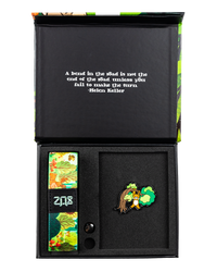 This is a reversible strap. The outside design is a cartoon scene of a bear climbing a tree in the jungle. It comes with a matching lapel pin of the bear hanging on a limb, and a collector's box. 
