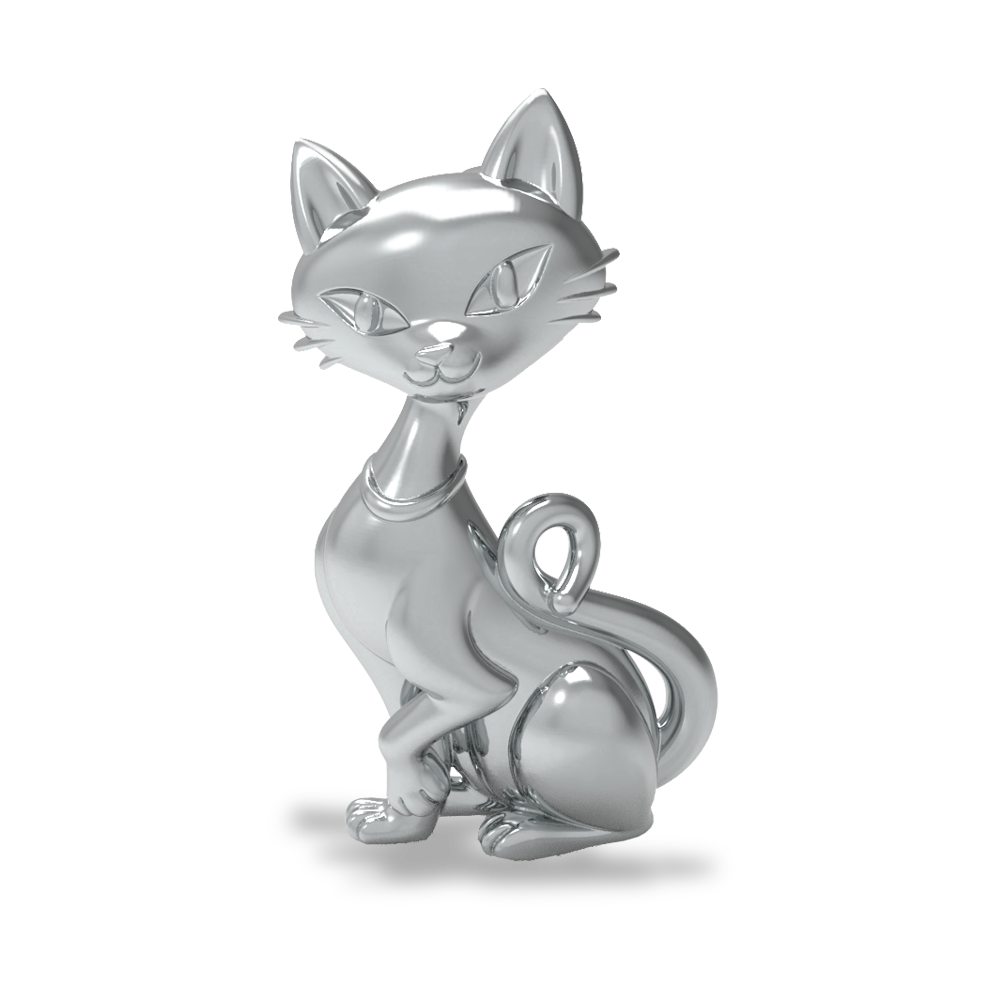 This is a charm that fits ZOX single wristbands, lanyards and hoodie strings only. It is made from stainless steel and is silver in color.  It is a detailed cat in a sitting pose with its tail curled and one paw up. 