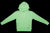 Pullover hoodie with a kangaroo pocket and thumholes in the sleeves. Comes in solid bright green and has a matching green hoodie string. 
