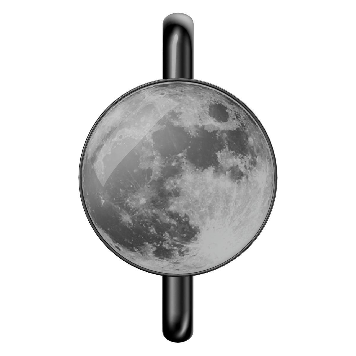 This is a charm that fits ZOX single wristbands, lanyards and hoodie strings only. It is made from stainless steel and is gunmetal in color. It has a realistic design of the moon which is covered in clear enamel. 