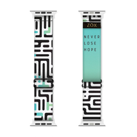 Watchband. This design has an underlying green and teal gradient effect with black and white maze on top. The inside is the same gradient and reads Never Lose Hope. Check out the size guide for compatible watches.