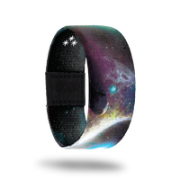 This is a reward, do not purchase. The strap has a space design of a moon rock, black, purple, etc. This comes with a matching lapel pin. 