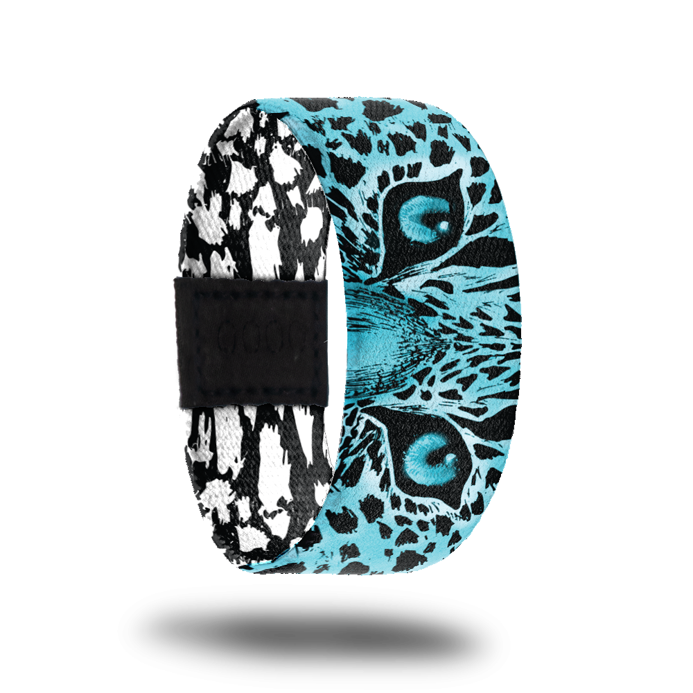 product photo of the front of Just As I Am. It is showing the blue coloration of the leopard.