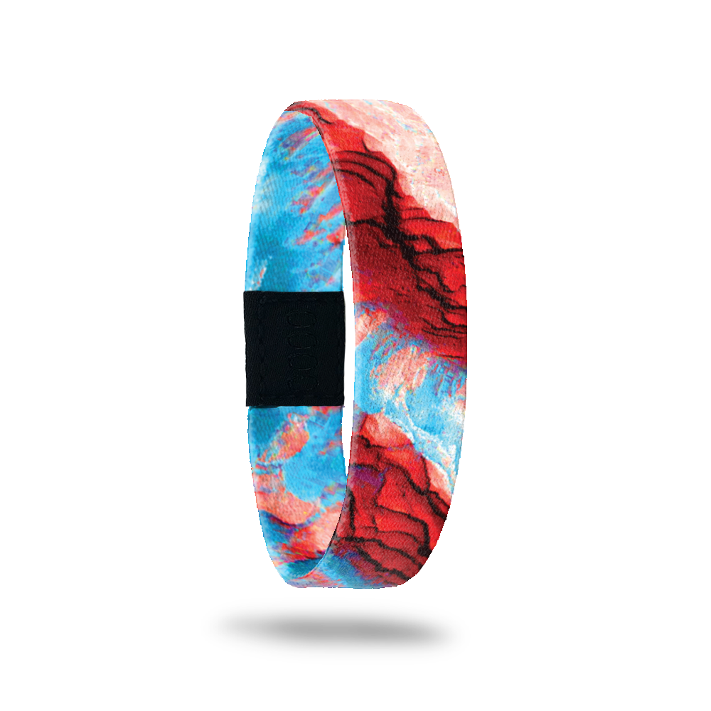 Product photo of the outside of one step at a time. It is an aerial of photoshopped image of Mars that is dark red and light blue.