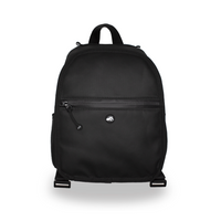 Product image of a smaller sized black backpack that is showing the front of it