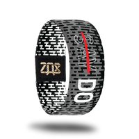 Inside design of Do, black and grey pattern of rounded rectangle shapes. Text in the center has word say in grey with white outline of the letters and a red line across the word Say. Next to Say is the Word DO in bold white
