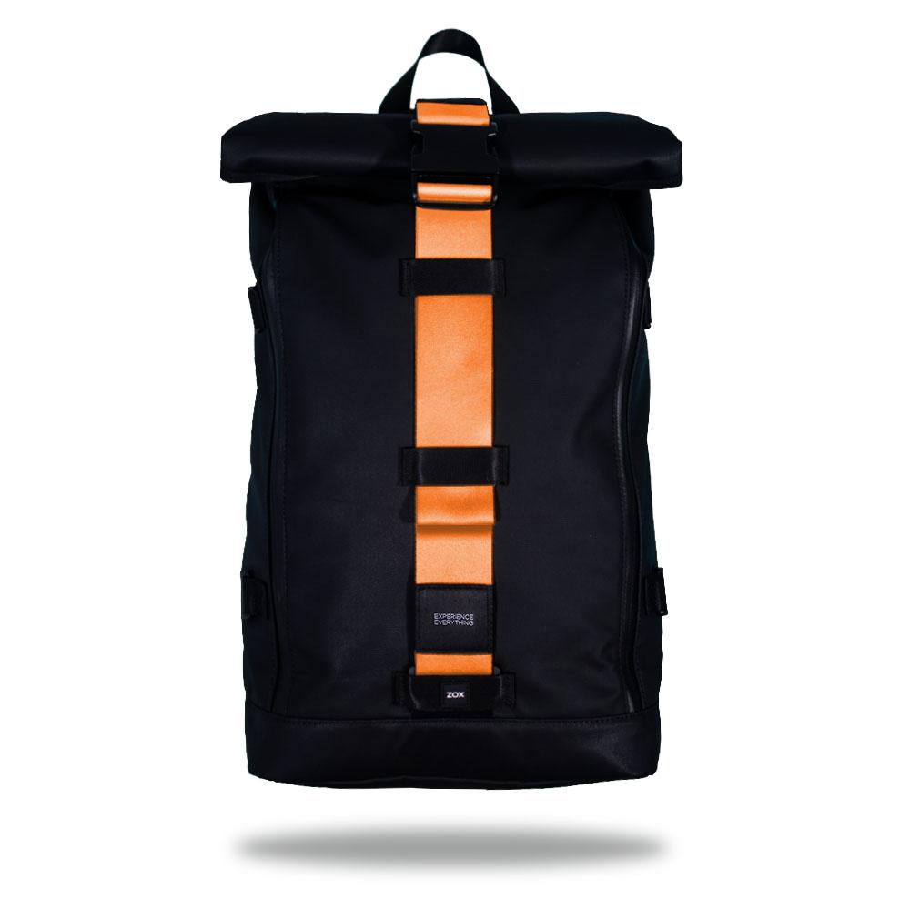 Product image of an Imperial backpack showing a wide strap down the center of it that is interchangeable. The closure strap the item that is for sale on this page and is called Sweet Sunburst and is a solid light orange color