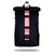 Product image of an Imperial backpack showing a wide strap down the center of it that is interchangeable. The closure strap the item that is for sale on this page and is called Passion Pink and is a solid light pink color