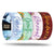 Inside designs of the four wristbands included in the Fairies Pack. From left to right. Light blue background with Serenity in dark blue text. Light green background with a few bundles of sunflowers on the bottom with Growth in dark green text. Light pink background with Renewal in dark pink text. Red background with Abundance in yellow text. All text is centered to each design.
