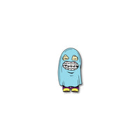 Enamel pin photo of 2020 - Day 13 - That's Just Chad: child with yellow shoes, pink pants, and braces covered with a baby blue sheet with the eyes and mouth cut out of it