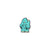 Enamel pin photo for 2020 - Day 3 - Oh Boy: furry, turquoise smiling monster with two teeth 